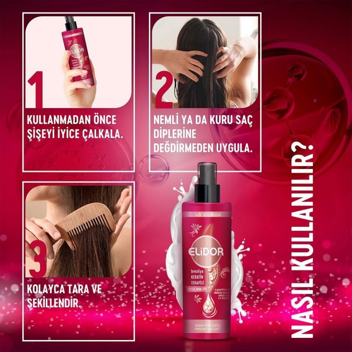 Elidor Brezilya Keratin Terapisi Sıvı Saç Bakım Sütü 200 Ml